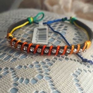 Handcrafted silk string Swarovski crystal Statement Friendship  bracelet Nwt